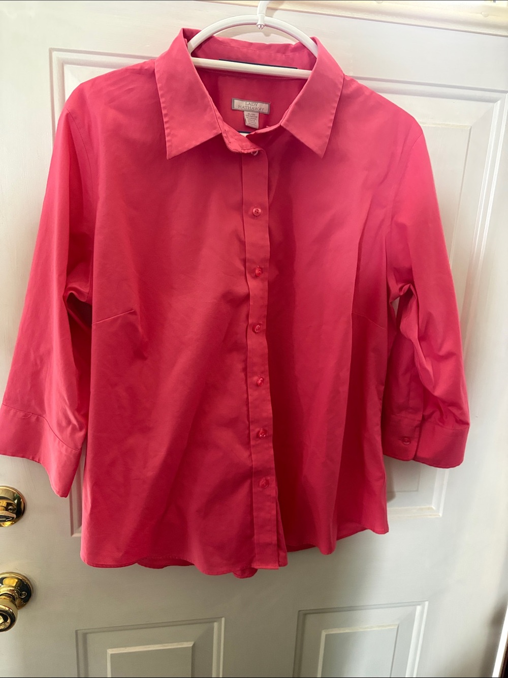 Lady Hathaway Watermelon color collared Button-Down Shirt